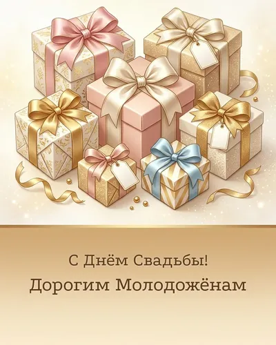 открытка для молодожёнов — в ярких цветах с конфетти